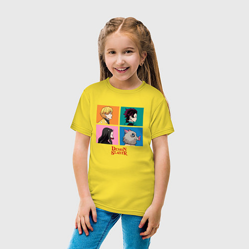 Детская футболка Клинок, рассекающий демонов Коллаж / Желтый – фото 4