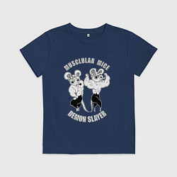 Футболка хлопковая детская МЫШИ УЗУЙ ТЕНГЕНА МЫЩЦЫ МЫЩЦЫ, цвет: тёмно-синий