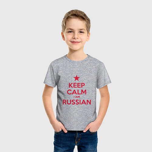 Детская футболка Успокойся, я русский / Меланж – фото 3