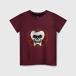 Футболка хлопковая детская Skull Tooth, цвет: меланж-бордовый