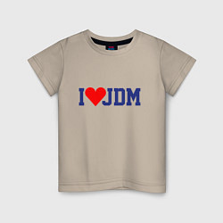 Футболка хлопковая детская I love JDM!, цвет: миндальный
