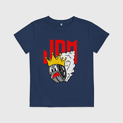 Футболка хлопковая детская JDM Wheel King, цвет: тёмно-синий