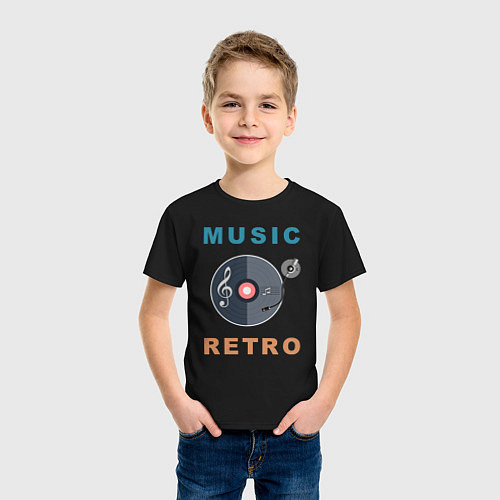 Детская футболка Ретро музыка - Виниловая пластинка / Черный – фото 3