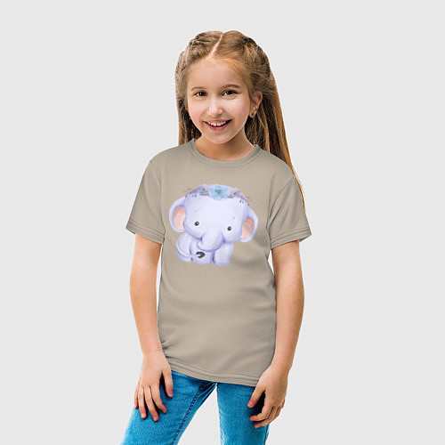 Детская футболка Милый Слонёнок / Миндальный – фото 4