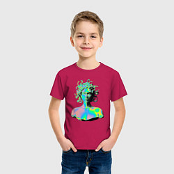 Футболка хлопковая детская Gorgon Medusa Vaporwave Neon, цвет: маджента — фото 2