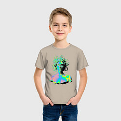 Футболка хлопковая детская Gorgon Medusa Vaporwave Neon, цвет: миндальный — фото 2