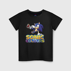 Футболка хлопковая детская Sonic Colours Hedgehog Video game, цвет: черный