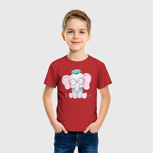 Детская футболка Милый Слонёнок Готов К Школе / Красный – фото 3