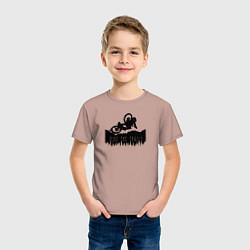 Футболка хлопковая детская Ride the trailz, цвет: пыльно-розовый — фото 2