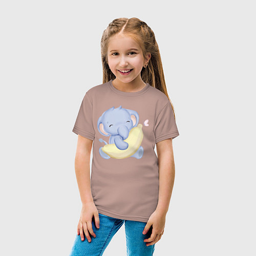 Детская футболка Милый Слонёнок С Бананом / Пыльно-розовый – фото 4