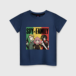 Футболка хлопковая детская Семья шпиона на цветном фоне Spy x Family, цвет: тёмно-синий