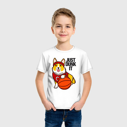 Детская футболка JUST DUNK IT корги / Белый – фото 3