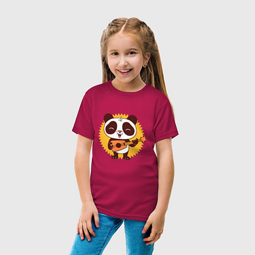 Детская футболка Малыш Панда с гитарой Baby Panda Guitar / Маджента – фото 4