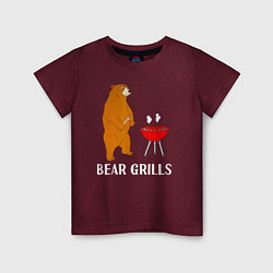 Футболка хлопковая детская Bear Grills Беар Гриллс, цвет: меланж-бордовый