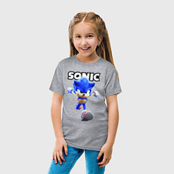 Футболка хлопковая детская Sonic the Hedgehog 2, цвет: меланж — фото 2