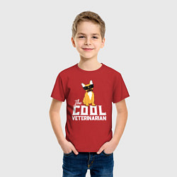 Футболка хлопковая детская Крутой ветеринар французский бульдог, цвет: красный — фото 2