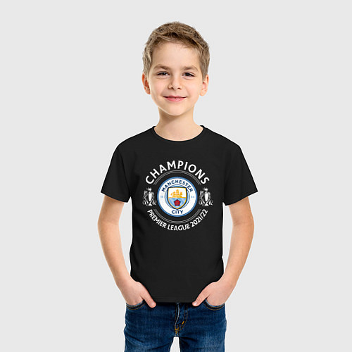 Детская футболка Manchester City Champions 2122 / Черный – фото 3