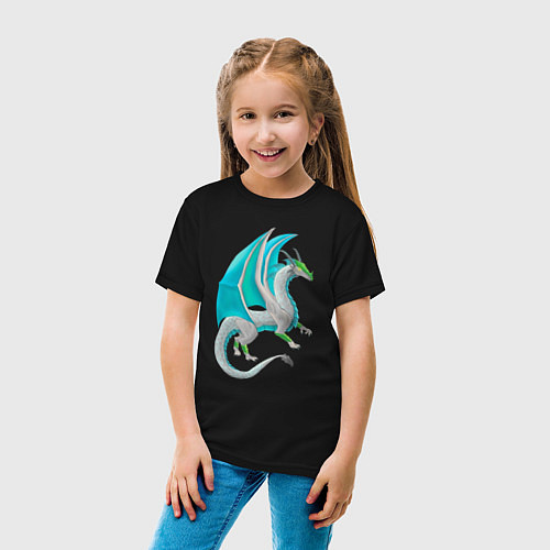 Детская футболка Дракон бирюзовый / Черный – фото 4