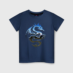 Футболка хлопковая детская Хромированный дракон, цвет: тёмно-синий