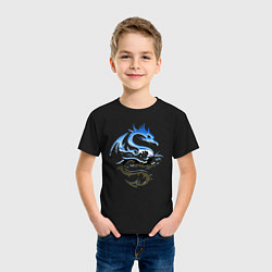 Футболка хлопковая детская Хромированный дракон, цвет: черный — фото 2