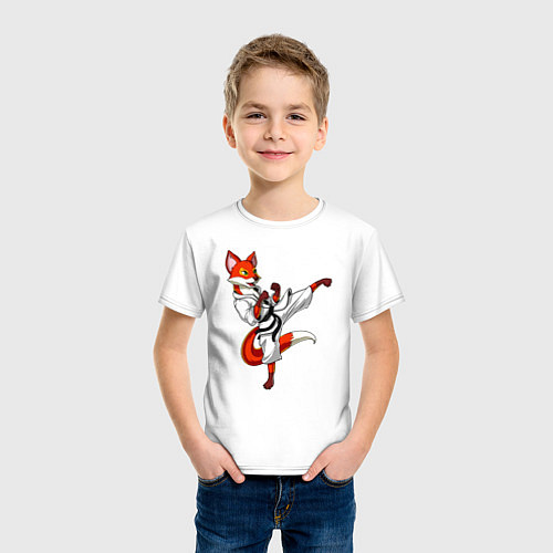 Детская футболка Лис боец / Белый – фото 3