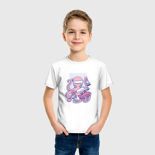 Детская футболка Осьминог Суши Повар Octopus Sushi Chef / Белый – фото 3