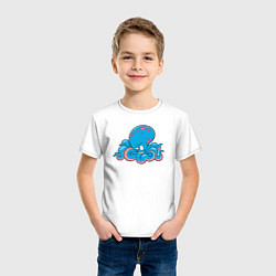 Футболка хлопковая детская Весёлый осьминог, цвет: белый — фото 2
