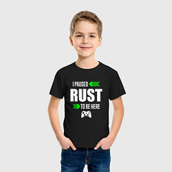 Футболка хлопковая детская I Paused Rust To Be Here с зелеными стрелками, цвет: черный — фото 2
