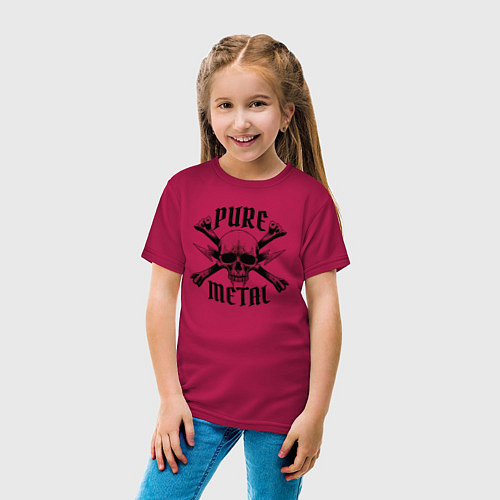 Детская футболка Heavy metal skullчистый металл / Маджента – фото 4