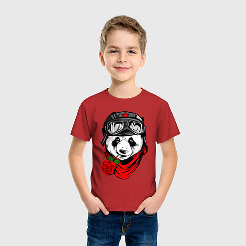 Детская футболка Панда с розой во рту / Красный – фото 3