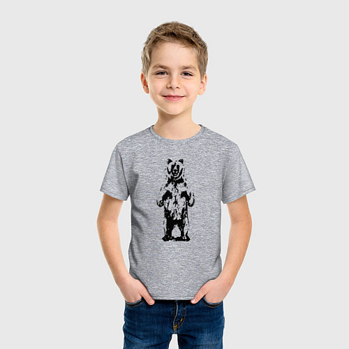 Детская футболка Чёрный медведик / Меланж – фото 3
