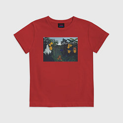 Футболка хлопковая детская The Repast of the Lion Лев на охоте, цвет: красный