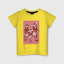 Футболка хлопковая детская Барбара, Кли и Джинн Genshin Impact, цвет: желтый