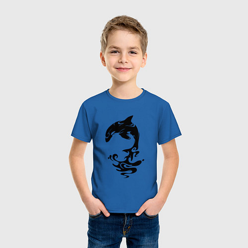 Детская футболка Чёрный Дельфин / Синий – фото 3