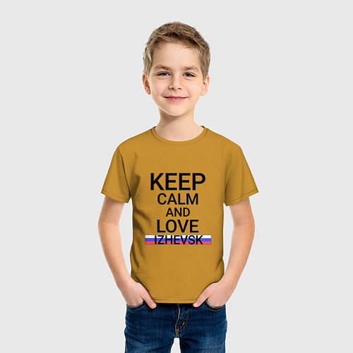 Детская футболка Keep calm Izhevsk Ижевск / Горчичный – фото 3