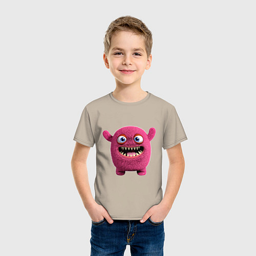 Детская футболка FLUFFY COLORED MONSTER / Миндальный – фото 3