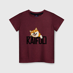 Футболка хлопковая детская Kaifuli shiba inu, цвет: меланж-бордовый