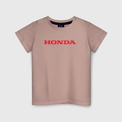 Футболка хлопковая детская HONDA ХОНДА LOGO спина, цвет: пыльно-розовый