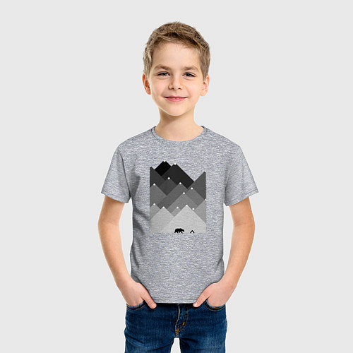 Детская футболка Медведь и треугольные горы / Меланж – фото 3
