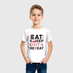 Футболка хлопковая детская Надпись: Eat Sleep Dota Repeat, цвет: белый — фото 2