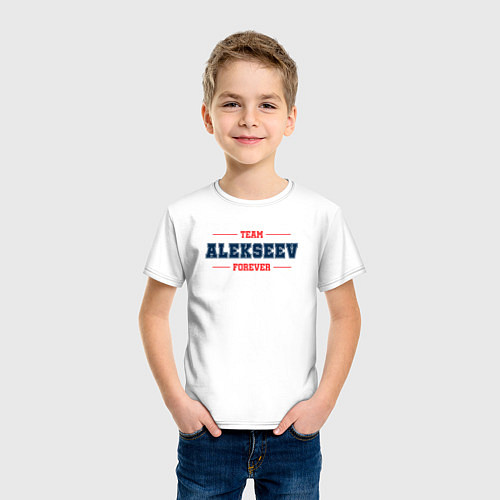 Детская футболка Team Alekseev Forever фамилия на латинице / Белый – фото 3