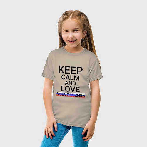 Детская футболка Keep calm Vsevolozhsk Всеволожск / Миндальный – фото 4