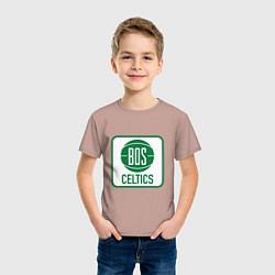 Футболка хлопковая детская Bos Celtics, цвет: пыльно-розовый — фото 2