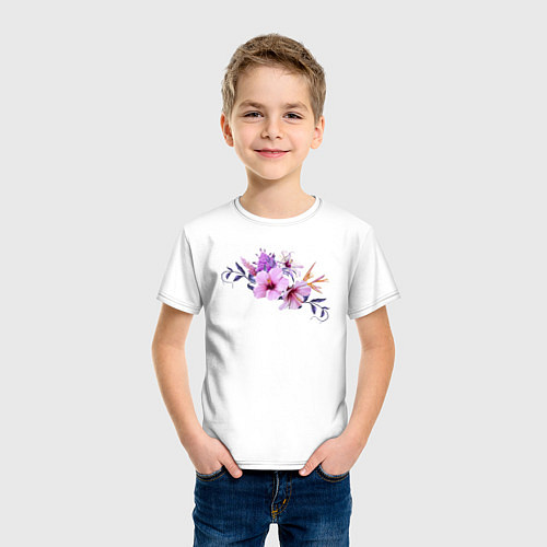 Детская футболка Цветы Розовые Гибискус / Белый – фото 3