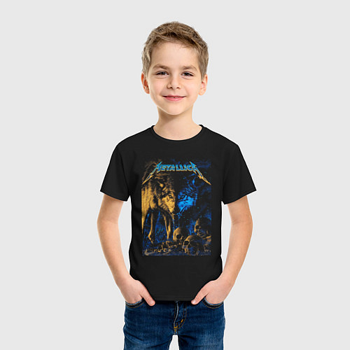 Детская футболка Metallica Плакат волки / Черный – фото 3