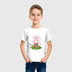 Футболка хлопковая детская BUNNY PAINTS EGGS, цвет: белый — фото 2