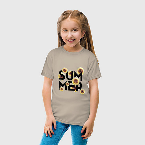 Детская футболка SUMMER в подсолнухах / Миндальный – фото 4