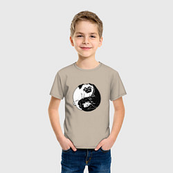 Футболка хлопковая детская Собачий Инь Янь, цвет: миндальный — фото 2
