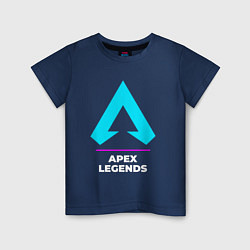 Футболка хлопковая детская Символ Apex Legends в неоновых цветах, цвет: тёмно-синий