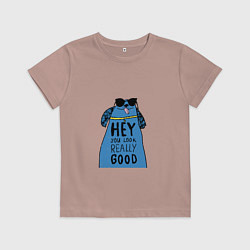 Футболка хлопковая детская Good dog, цвет: пыльно-розовый